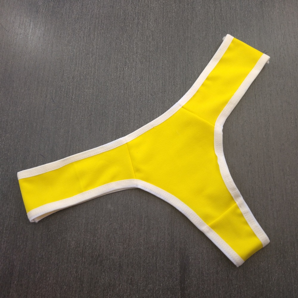 Tanga Bsica em Polister Vis Branco/ Amarelo