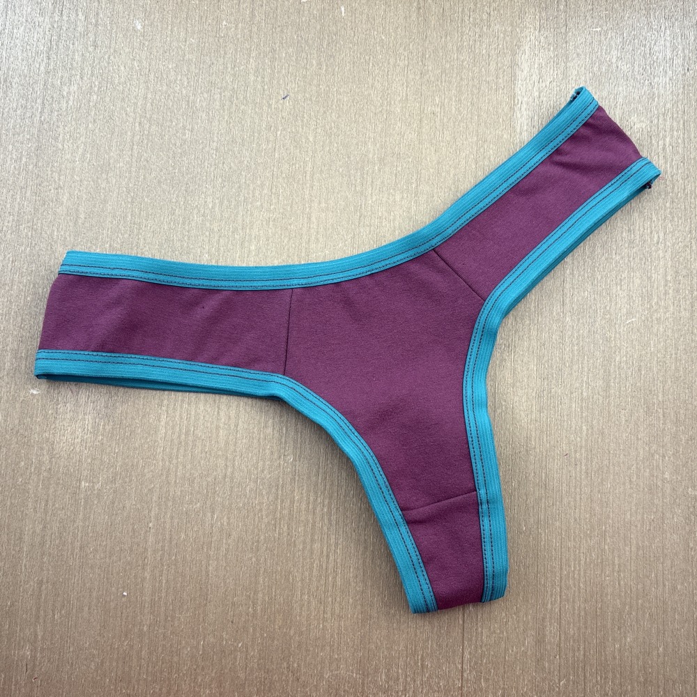 Tanga Fio Cotton Lisa Vis Verde Pavo/Vinho