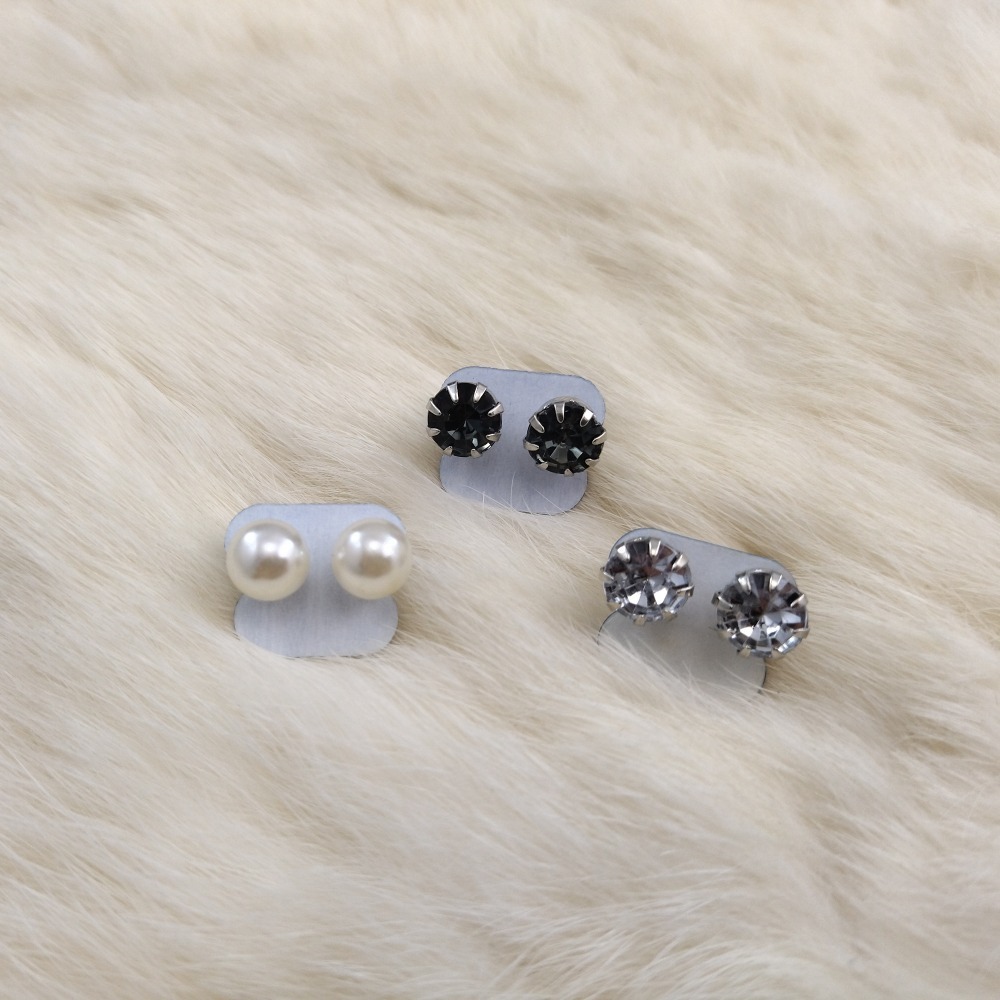 Kit com 3 Pares Brincos Pedras e Prola