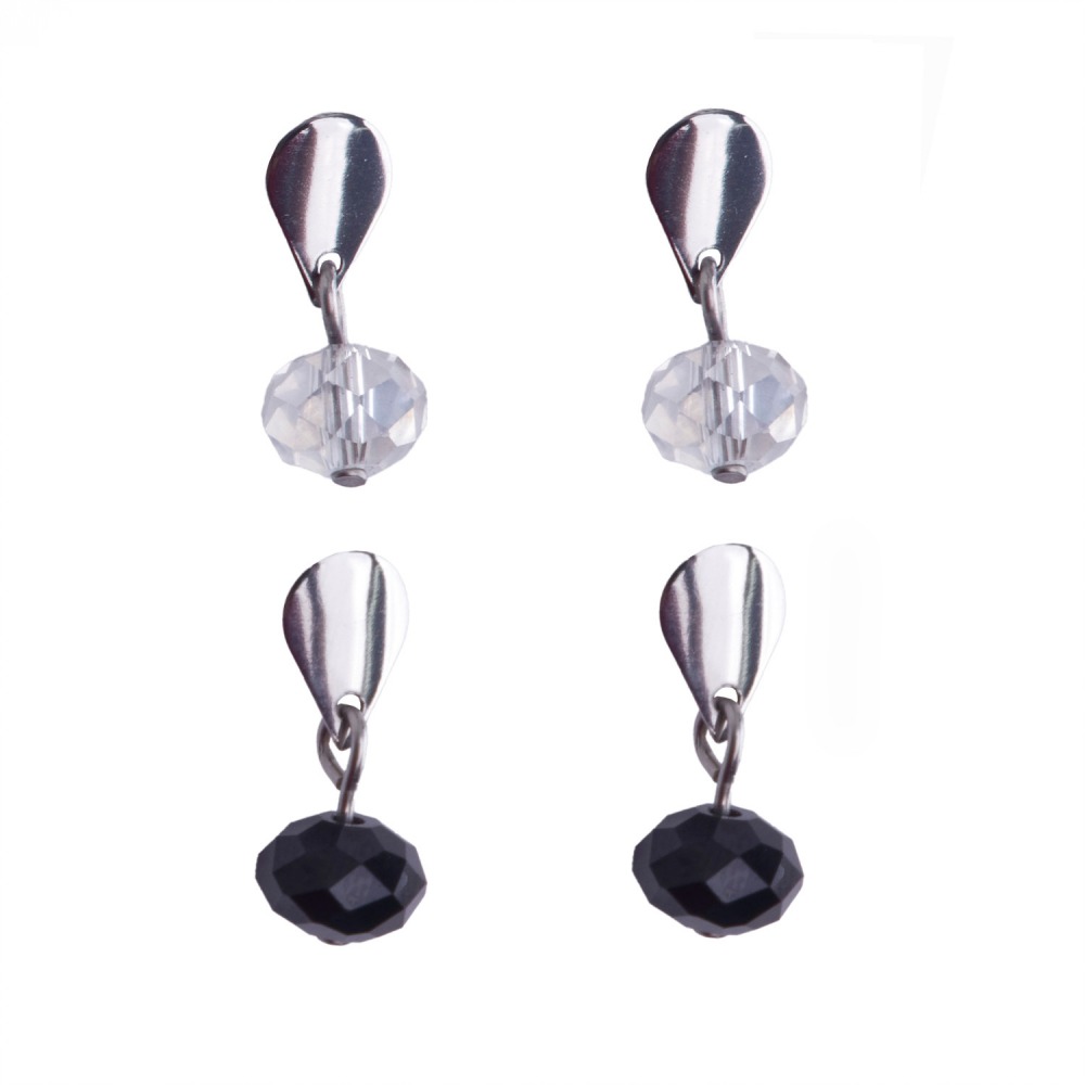 Kit com 2 Pares Brincos Mianga Cristal 