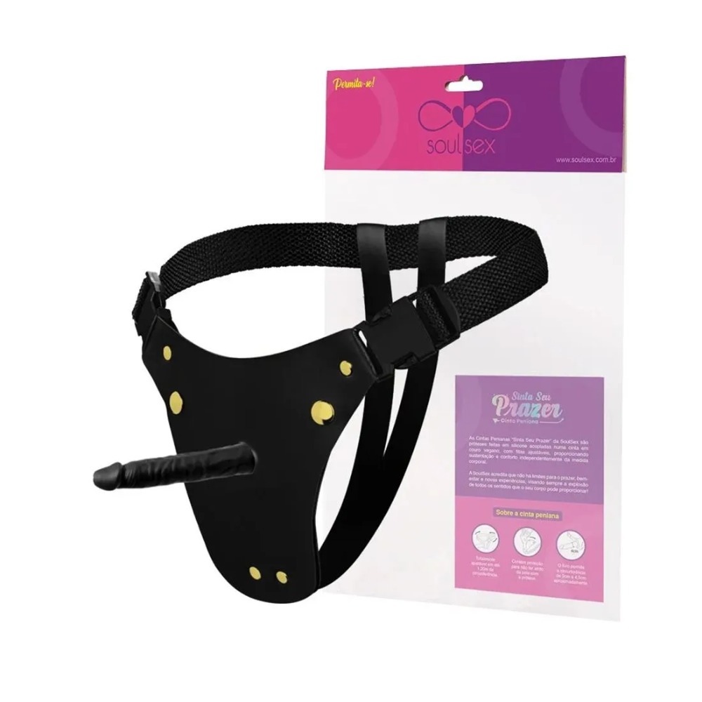 Cinta Peniana em Couro Sinttico Prtese Pnis Realstico 13x2,3cm Soulsex