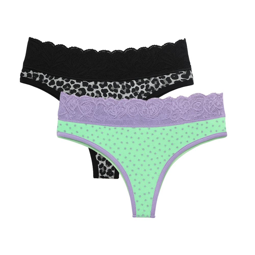 Kit com 2 Calcinhas Fio Duplo e Cs em Renda