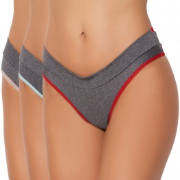 Kit com 3 Calcinhas Mescla Cs Duplo Frontal