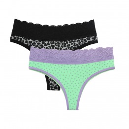 Kit com 2 Calcinhas Fio Duplo e Cs em Renda