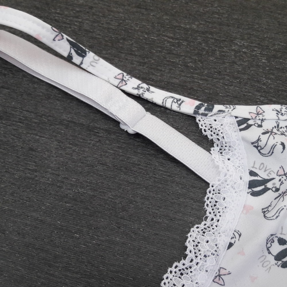 Baby Doll em Poliamida Estampada e Renda 