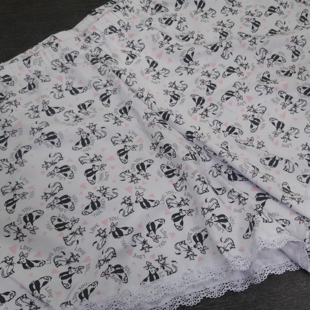 Baby Doll em Poliamida Estampada e Renda 