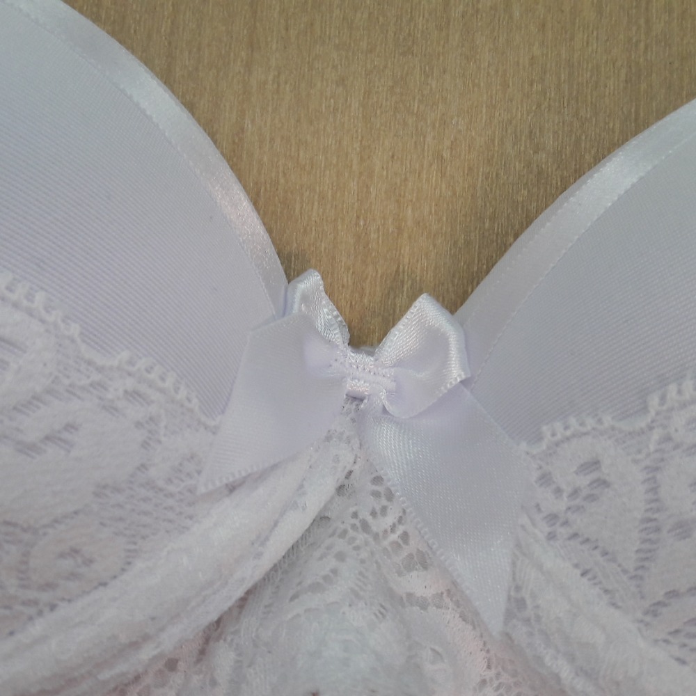 Conjunto em Renda com Microfibra Fita de Cetim 