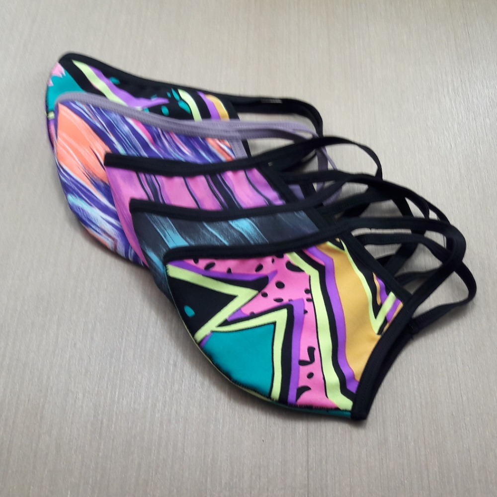 Kit com 5 Mscaras Suplex Camada Dupla Estampado com Forro 100% Algodo