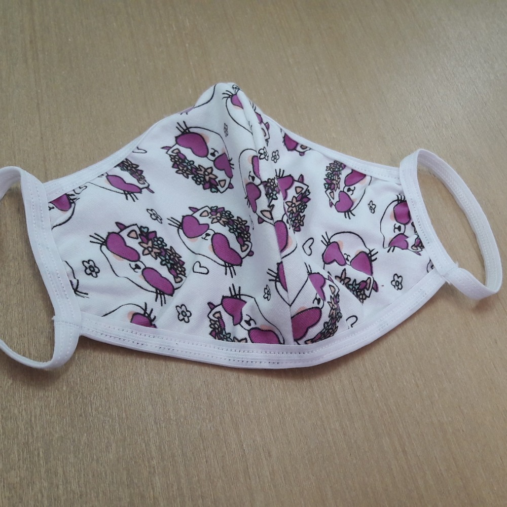 Mscara Branca Estampada Adulto Camada Dupla 100% Algodo 