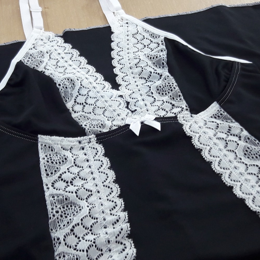 Camisola Yasmim em Microfibra de Polister e Renda