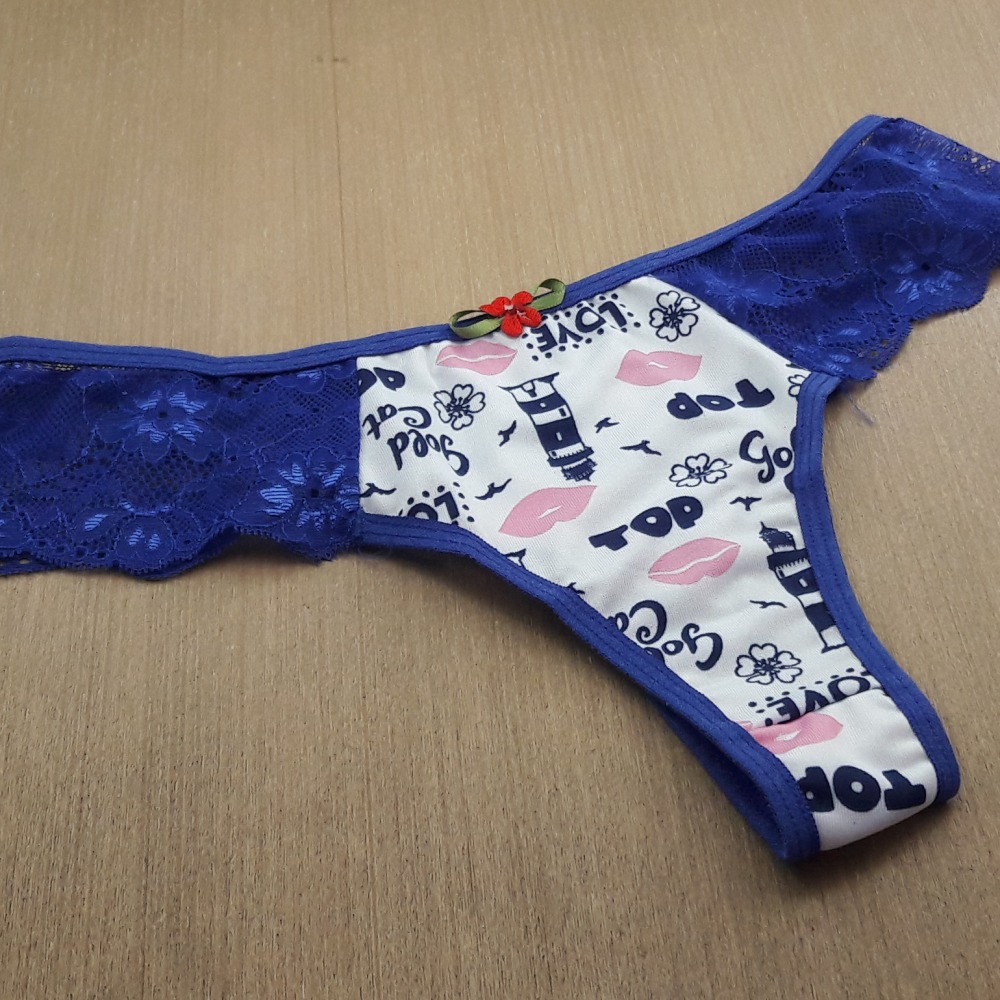 Tanga Berenice em Microfibra Estampada e Renda