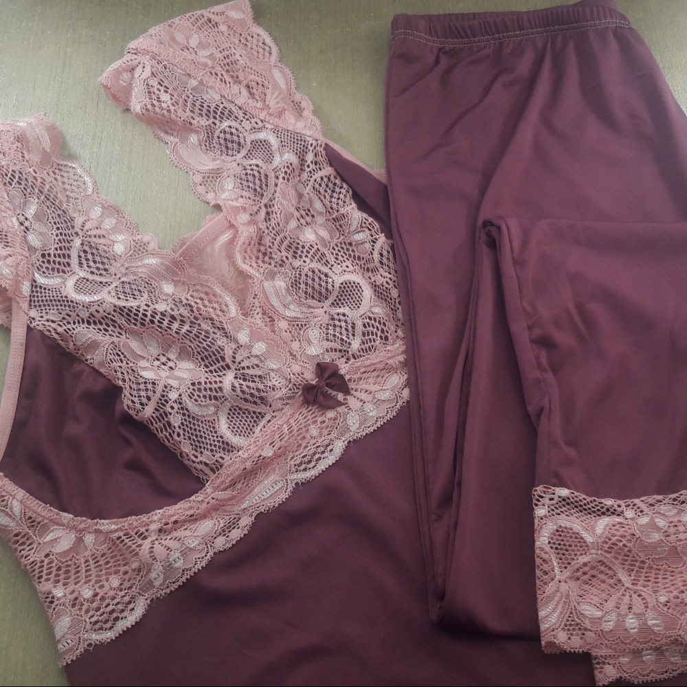 Pijama Manguinha Rendada