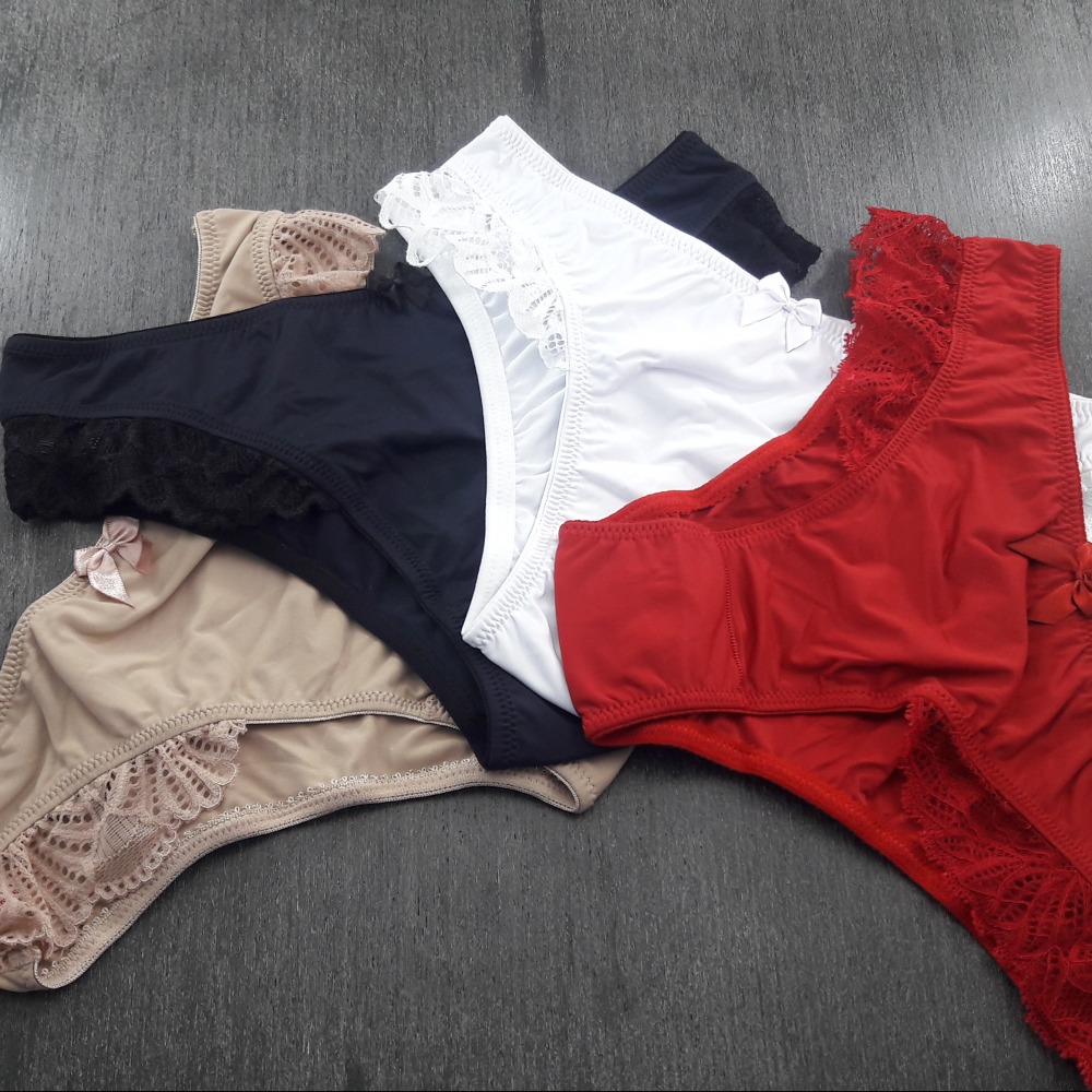 Calcinha em Microfibra e Renda Lateral