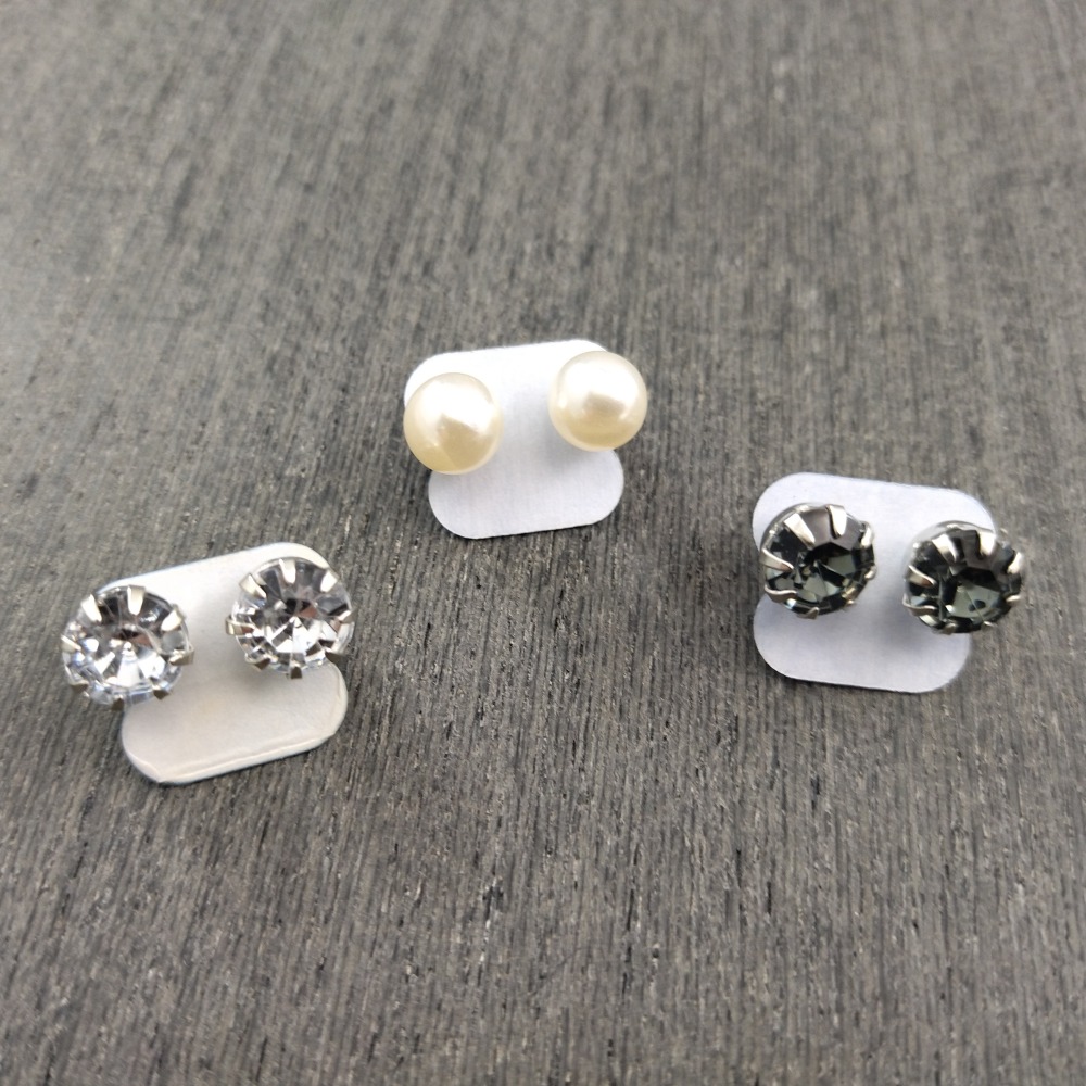 Kit com 3 Pares Brincos Pedras e Prola