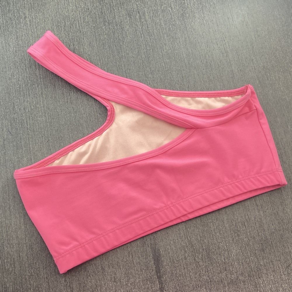 Top Fitness Assimtrico Rosa Neon em Poliamida MTX MODA - Alta Elasticidade e Conforto