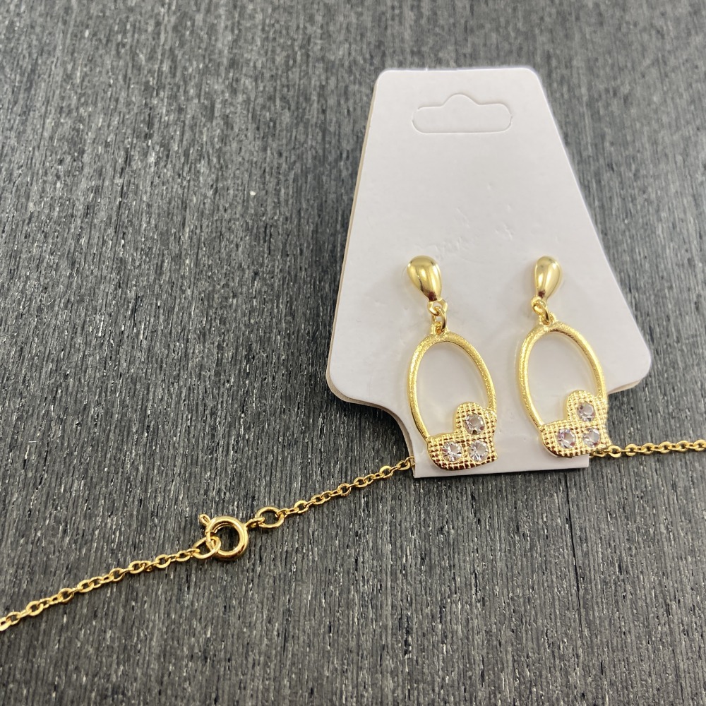 Conjunto Bijuteria Corao - Colar e Brinco Banhados