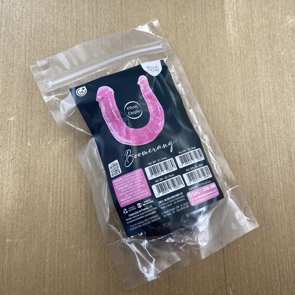 Boomerang Pnis Duplo com Veias e Glande 30cm