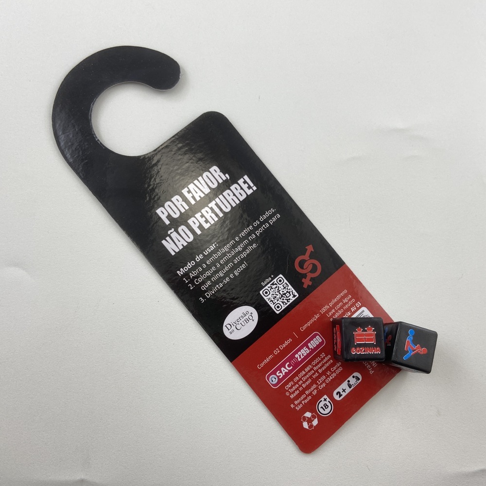 Par de Dados Kama Sutra Htero e Aviso de Porta Diverso ao Cubo