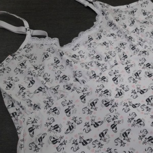 Baby Doll em Poliamida Estampada e Renda 