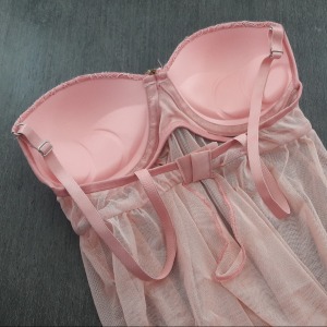 Camisola Transparente Sensual Com Bojo e Calcinha