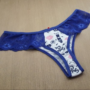 Tanga Berenice em Microfibra Estampada e Renda