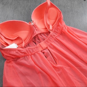 Camisola Tule com Bojo e Calcinha Renda  