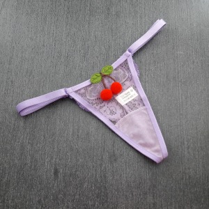 Tanga Fio Dental Cereja Pompom