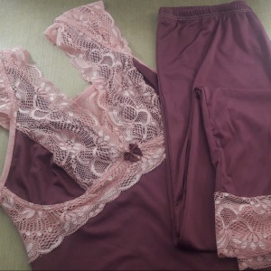 Pijama Manguinha Rendada