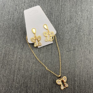 Conjunto Bijuteria Borboleta - Colar e Brinco Banhados
