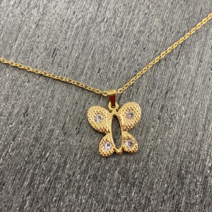 Conjunto Bijuteria Borboleta - Colar e Brinco Banhados