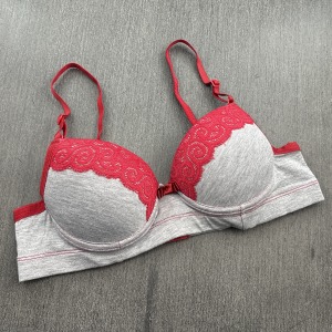 Conjunto com Bojo em Tecido Mescla e Renda